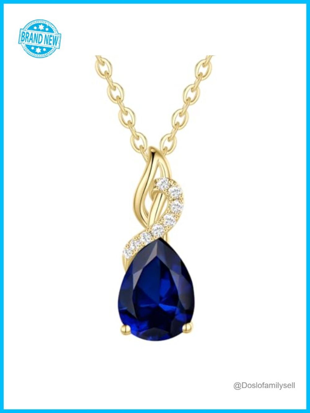 14K Solid Yellow Gold Birthstone Diamond Pendant Necklace Women Fine Jewelry